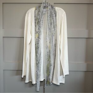 Soft Surroundings Wool Silk Open Front Cardigan Sweater Women's Medium Cream